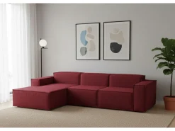 Sofá fixo Jessica, sofá modular de 3 lugares com península esquerda, 100% Fabricado na Itália, Sofá de tecido moderno, 300x170h70 cm, Vermelho