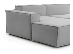 Sofá fixo Jessica, sofá modular de 3 lugares com península esquerda, 100% Fabricado na Itália, Sofá de tecido moderno, 300x170h70 cm, Cinza