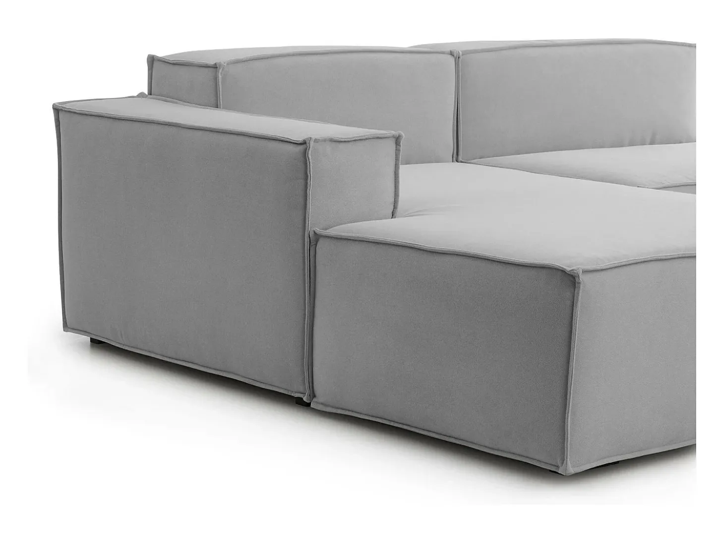 Sofá fixo Jessica, sofá modular de 3 lugares com península esquerda, 100% Fabricado na Itália, Sofá de tecido moderno, 300x170h70 cm, Cinza