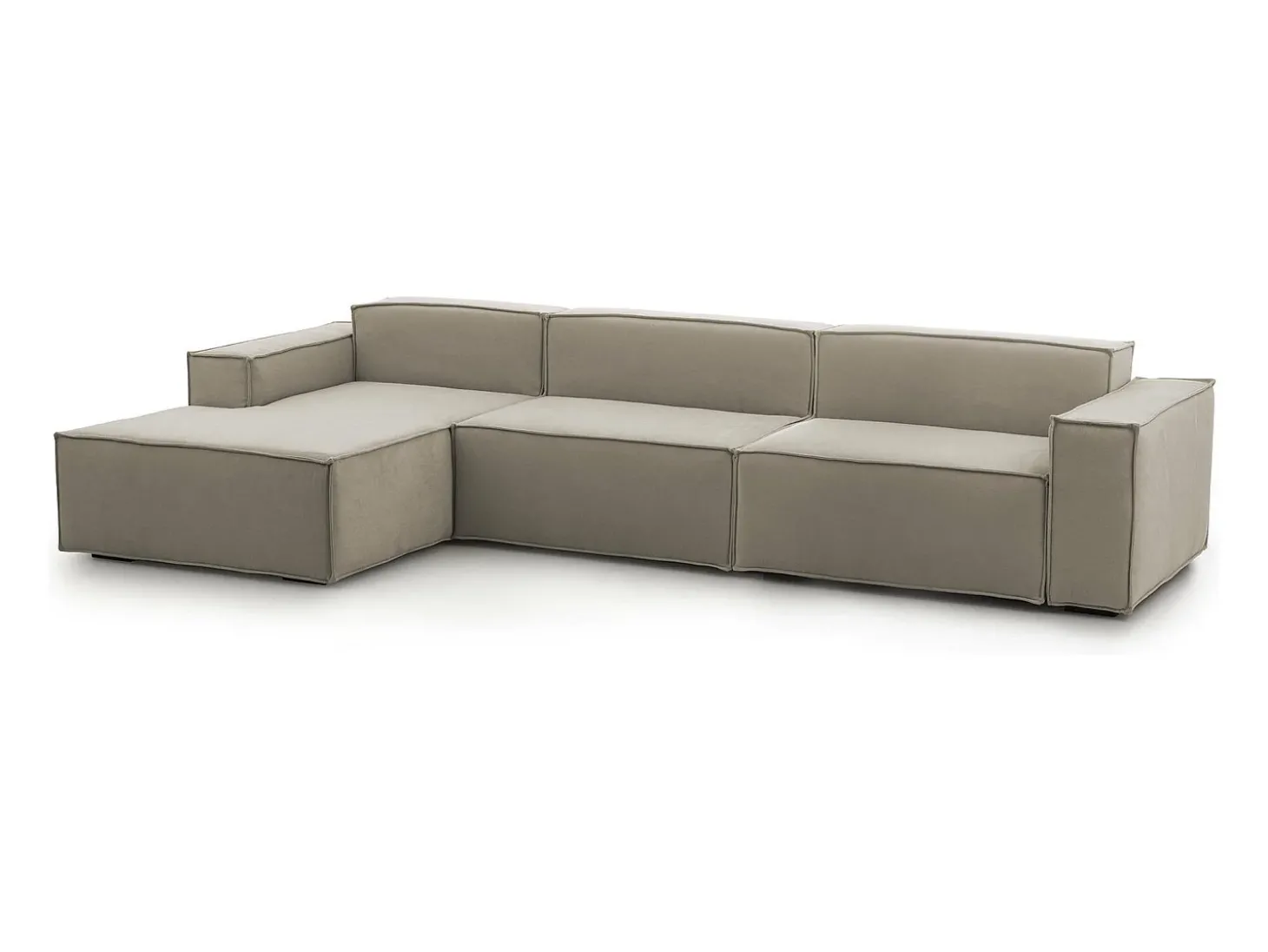 Sofá fixo Licia, sofá modular de 4 lugares com península esquerda, 100% Fabricado na Itália, Sofá de tecido moderno, 340x170h70 cm, Taupe