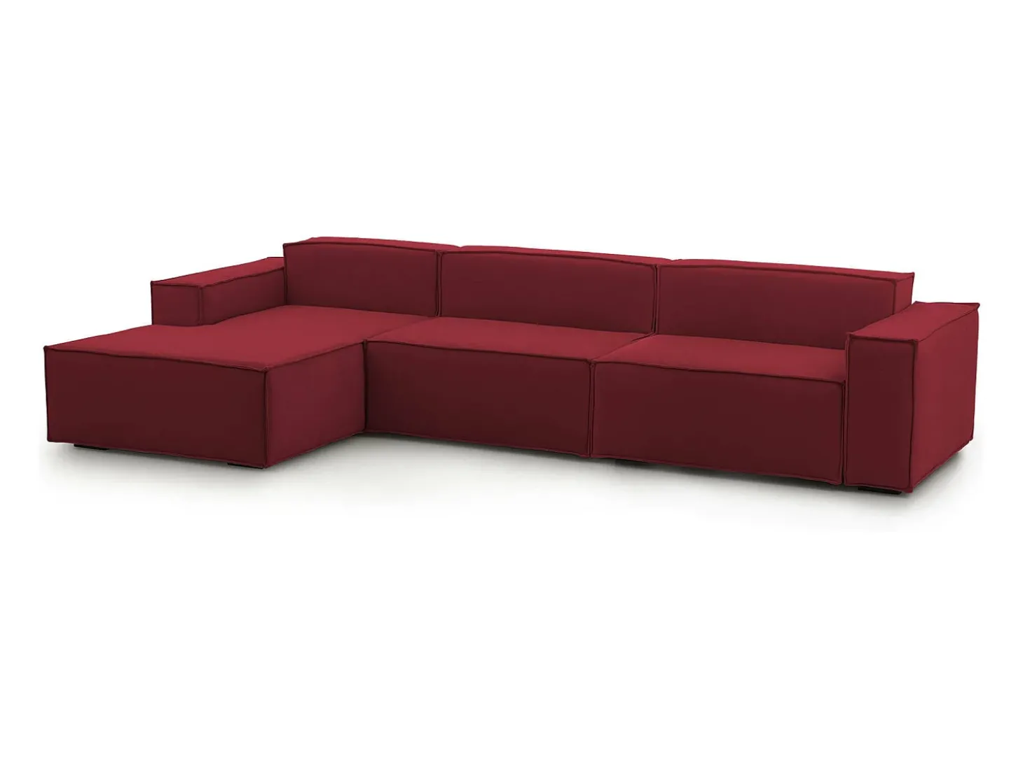 Sofá fixo Licia, sofá modular de 4 lugares com península esquerda, 100% Fabricado na Itália, Sofá de tecido moderno, 340x170h70 cm, Vermelho
