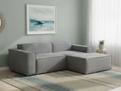 Sofá fixo Lidia, Sofá modular grande de 2 lugares com península direita, 100% Fabricado na Itália, Sofá de tecido moderno, 240x170h70 cm, Cinza