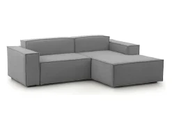 Sofá fixo Lidia, Sofá modular grande de 2 lugares com península direita, 100% Fabricado na Itália, Sofá de tecido moderno, 240x170h70 cm, Cinza