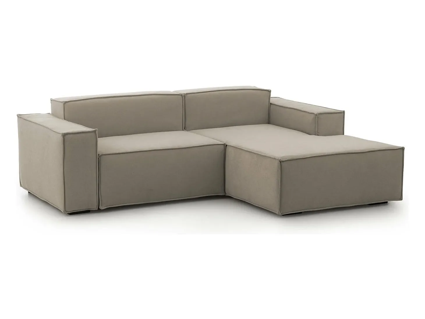 Sofá fixo Lidia, Sofá modular grande de 2 lugares com península direita, 100% Fabricado na Itália, Sofá de tecido moderno, 240x170h70 cm, Taupe