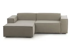 Sofá fixo Nadia, sofá modular de 2 lugares com península esquerda, 100% Fabricado na Itália, Sofá de tecido moderno, 220x170h70 cm, Taupe