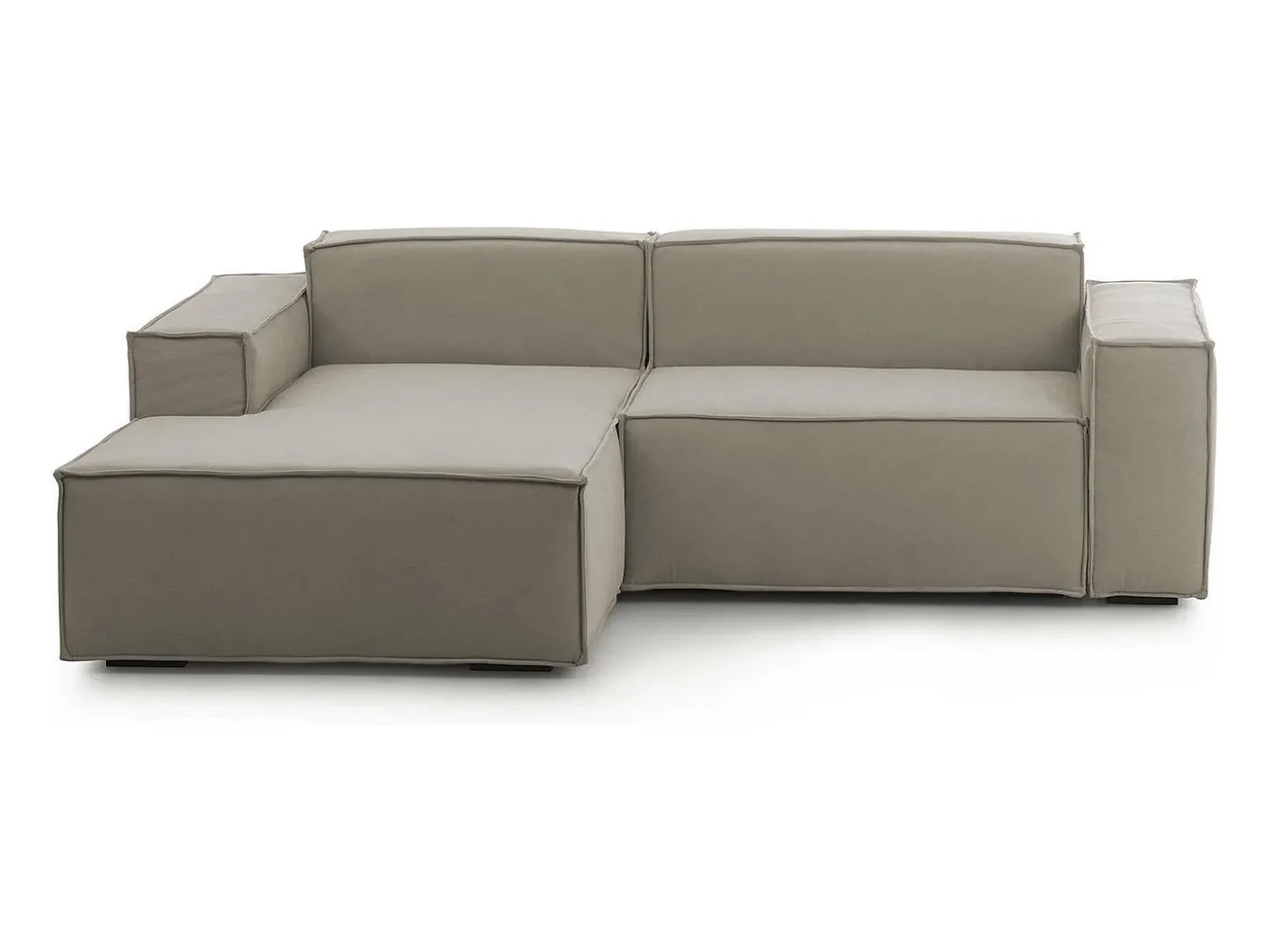 Sofá fixo Nadia, sofá modular de 2 lugares com península esquerda, 100% Fabricado na Itália, Sofá de tecido moderno, 220x170h70 cm, Taupe
