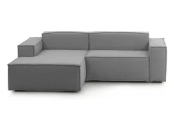 Sofá fixo Nadia, sofá modular de 2 lugares com península esquerda, 100% Fabricado na Itália, Sofá de tecido moderno, 220x170h70 cm, Cinza