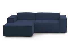 Sofá fixo Nadia, sofá modular de 2 lugares com península esquerda, 100% Fabricado na Itália, Sofá de tecido moderno, 220x170h70 cm, Azul