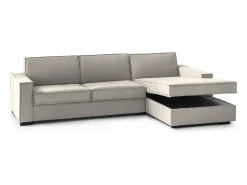 Sofá fixo Nami, Sofá de canto, 100% Fabricado na Itália, Sofá da sala com península direita, com braços padrão, 280x95h90 cm, Taupe