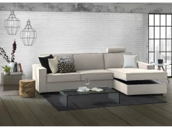 Sofá fixo Nami, Sofá de canto, 100% Fabricado na Itália, Sofá da sala com península direita, com braços padrão, 280x95h90 cm, Taupe