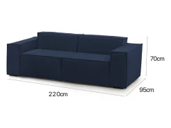 Sofá fixo Paola, sofá modular linear de 2 lugares, 100% Fabricado na Itália, Sofá moderno para sala em tecido, 220x95h70 cm, Azul