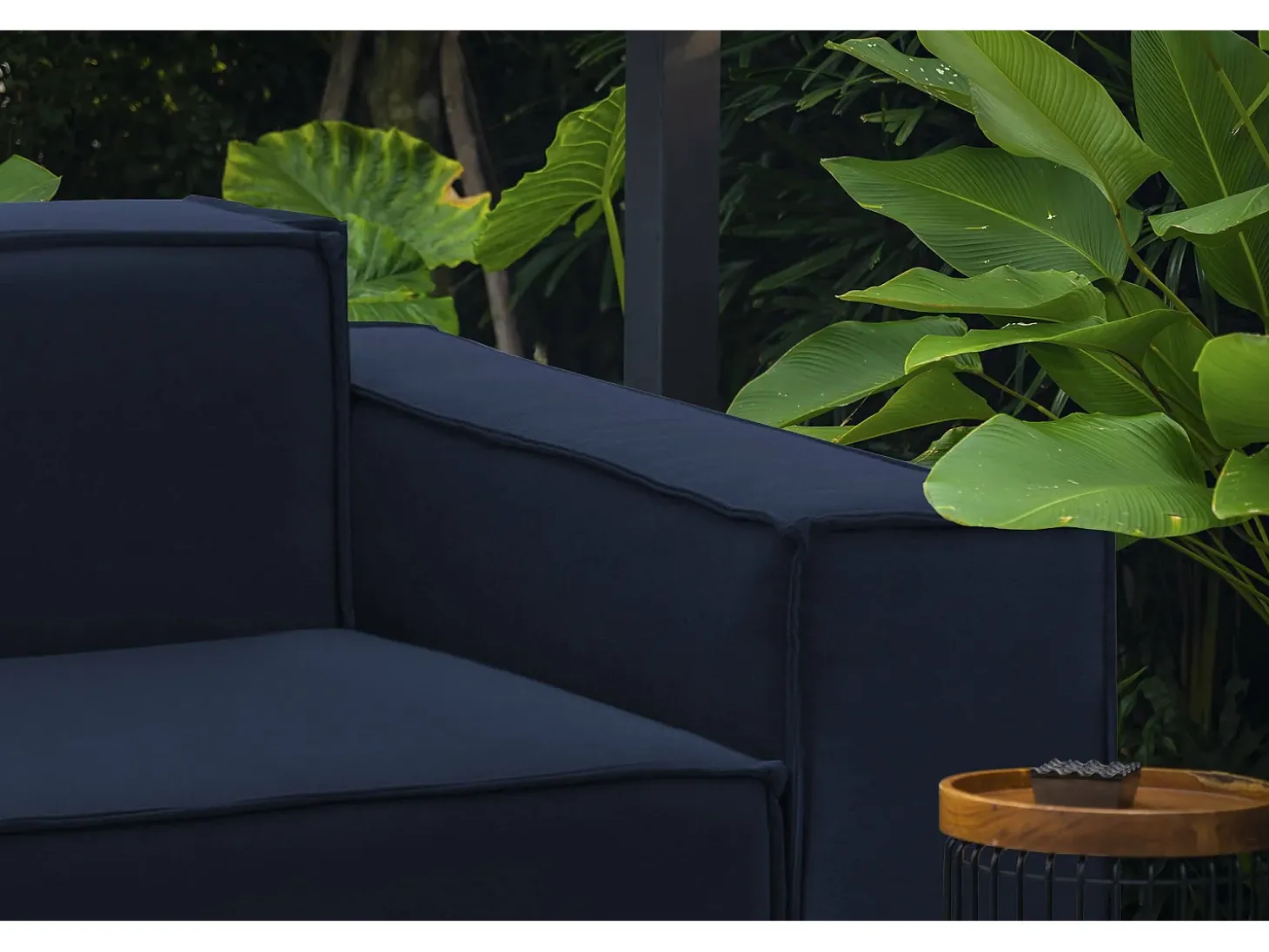 Sofá fixo Paola, sofá modular linear de 2 lugares, 100% Fabricado na Itália, Sofá moderno para sala em tecido, 220x95h70 cm, Azul