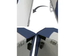 Sofá fixo Patrizia, sofá modular de 2 lugares com península direita, 100% Fabricado na Itália, Sofá de tecido moderno, 220x170h70 cm, Azul