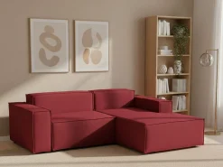 Sofá fixo Patrizia, sofá modular de 2 lugares com península direita, 100% Fabricado na Itália, Sofá de tecido moderno, 220x170h70 cm, Vermelho