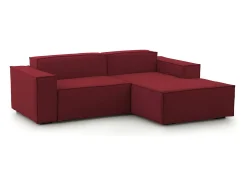 Sofá fixo Patrizia, sofá modular de 2 lugares com península direita, 100% Fabricado na Itália, Sofá de tecido moderno, 220x170h70 cm, Vermelho