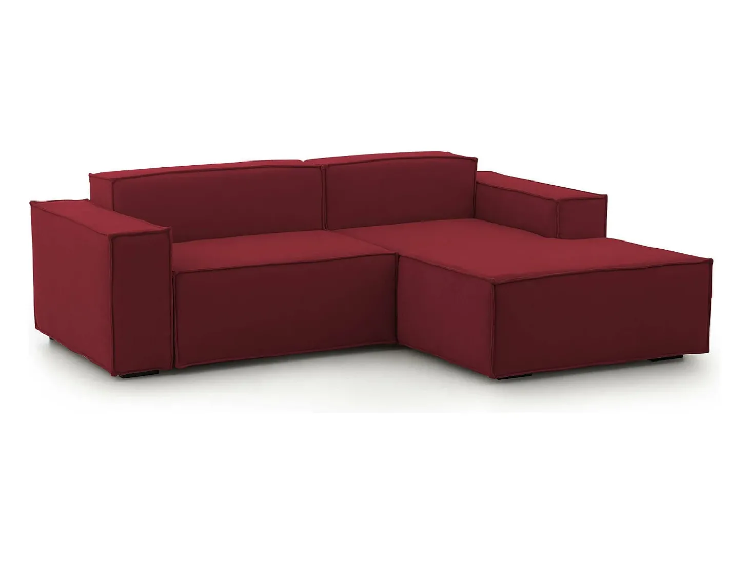 Sofá fixo Patrizia, sofá modular de 2 lugares com península direita, 100% Fabricado na Itália, Sofá de tecido moderno, 220x170h70 cm, Vermelho