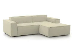 Sofá fixo Patrizia, sofá modular de 2 lugares com península direita, 100% Fabricado na Itália, Sofá de tecido moderno, 220x170h70 cm, Bege