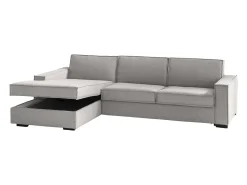 Sofá fixo Perla, Sofá de canto, 100% Fabricado na Itália, Sofá da sala com, Península esquerda, com braços finos, 260x95h90 cm, Cinza