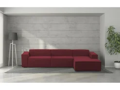 Sofá fixo Raffaella, sofá modular de 4 lugares com península direita, 100% Fabricado na Itália, Sofá de tecido moderno, 340x170h70 cm, Vermelho