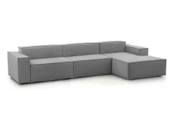 Sofá fixo Raffaella, sofá modular de 4 lugares com península direita, 100% Fabricado na Itália, Sofá de tecido moderno, 340x170h70 cm, Cinza