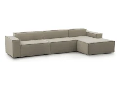 Sofá fixo Raffaella, sofá modular de 4 lugares com península direita, 100% Fabricado na Itália, Sofá de tecido moderno, 340x170h70 cm, Taupe