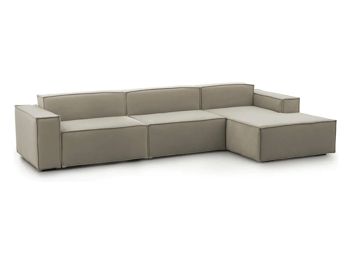 Sofá fixo Raffaella, sofá modular de 4 lugares com península direita, 100% Fabricado na Itália, Sofá de tecido moderno, 340x170h70 cm, Taupe