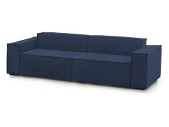 Sofá fixo Simona, sofá modular linear de 3 lugares, 100% Fabricado na Itália, Sofá moderno para sala em tecido, 260x95h70 cm, Azul