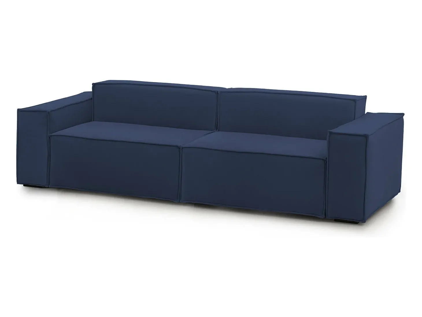 Sofá fixo Simona, sofá modular linear de 3 lugares, 100% Fabricado na Itália, Sofá moderno para sala em tecido, 260x95h70 cm, Azul