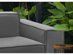 Sofá fixo Simona, sofá modular linear de 3 lugares, 100% Fabricado na Itália, Sofá moderno para sala em tecido, 260x95h70 cm, Cinza