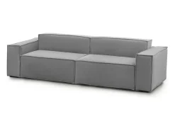 Sofá fixo Simona, sofá modular linear de 3 lugares, 100% Fabricado na Itália, Sofá moderno para sala em tecido, 260x95h70 cm, Cinza