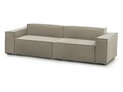 Sofá fixo Simona, sofá modular linear de 3 lugares, 100% Fabricado na Itália, Sofá moderno para sala em tecido, 260x95h70 cm, Taupe