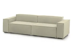 Sofá fixo Simona, sofá modular linear de 3 lugares, 100% Fabricado na Itália, Sofá moderno para sala em tecido, 260x95h70 cm, Bege