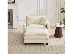 Sofá individual Cloud em tecido chenille bege - Ideal para sala de estar, quarto e apartamento