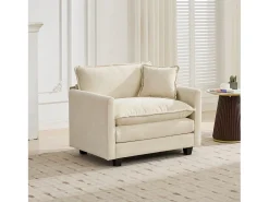 Sofá individual Cloud em tecido chenille bege - Ideal para sala de estar, quarto e apartamento