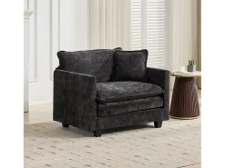 Sofá individual Cloud em tecido chenille preto - Ideal para sala de estar, quarto e apartamento