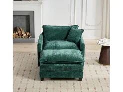 Sofá individual Cloud em tecido chenille verde - Ideal para sala de estar, quarto e apartamento