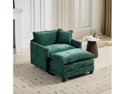 Sofá individual Cloud em tecido chenille verde - Ideal para sala de estar, quarto e apartamento
