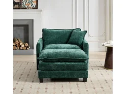 Sofá individual Cloud em tecido chenille verde - Ideal para sala de estar, quarto e apartamento