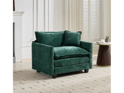Sofá individual Cloud em tecido chenille verde - Ideal para sala de estar, quarto e apartamento