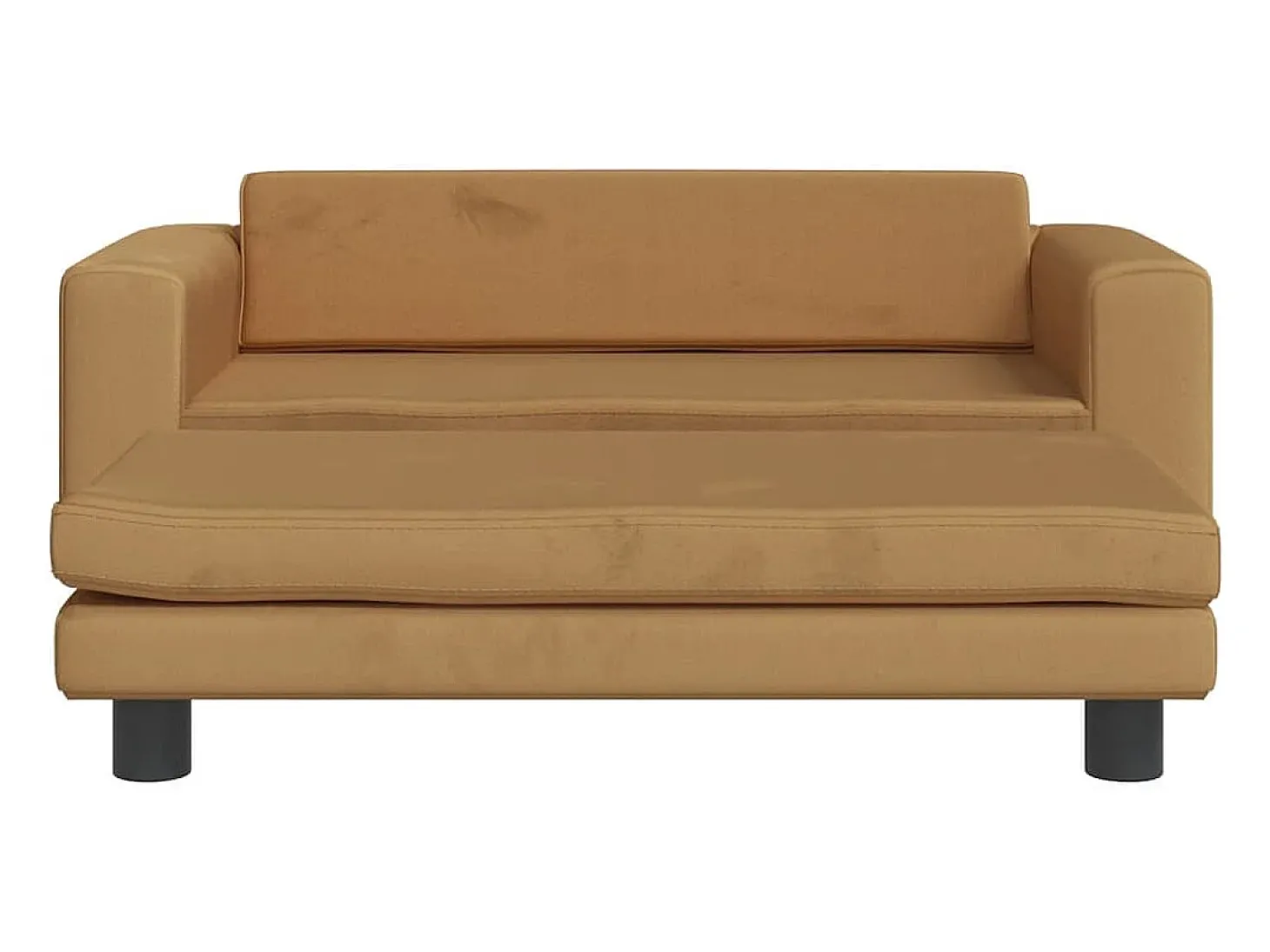 Sofá infantil com apoio de pés 100x50x30 cm veludo castanho PT679225