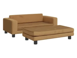 Sofá infantil com apoio de pés 100x50x30 cm veludo castanho PT679225