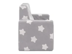 Sofá infantil de 2 lugares c/ estrelas pelúcia cinzento-claro