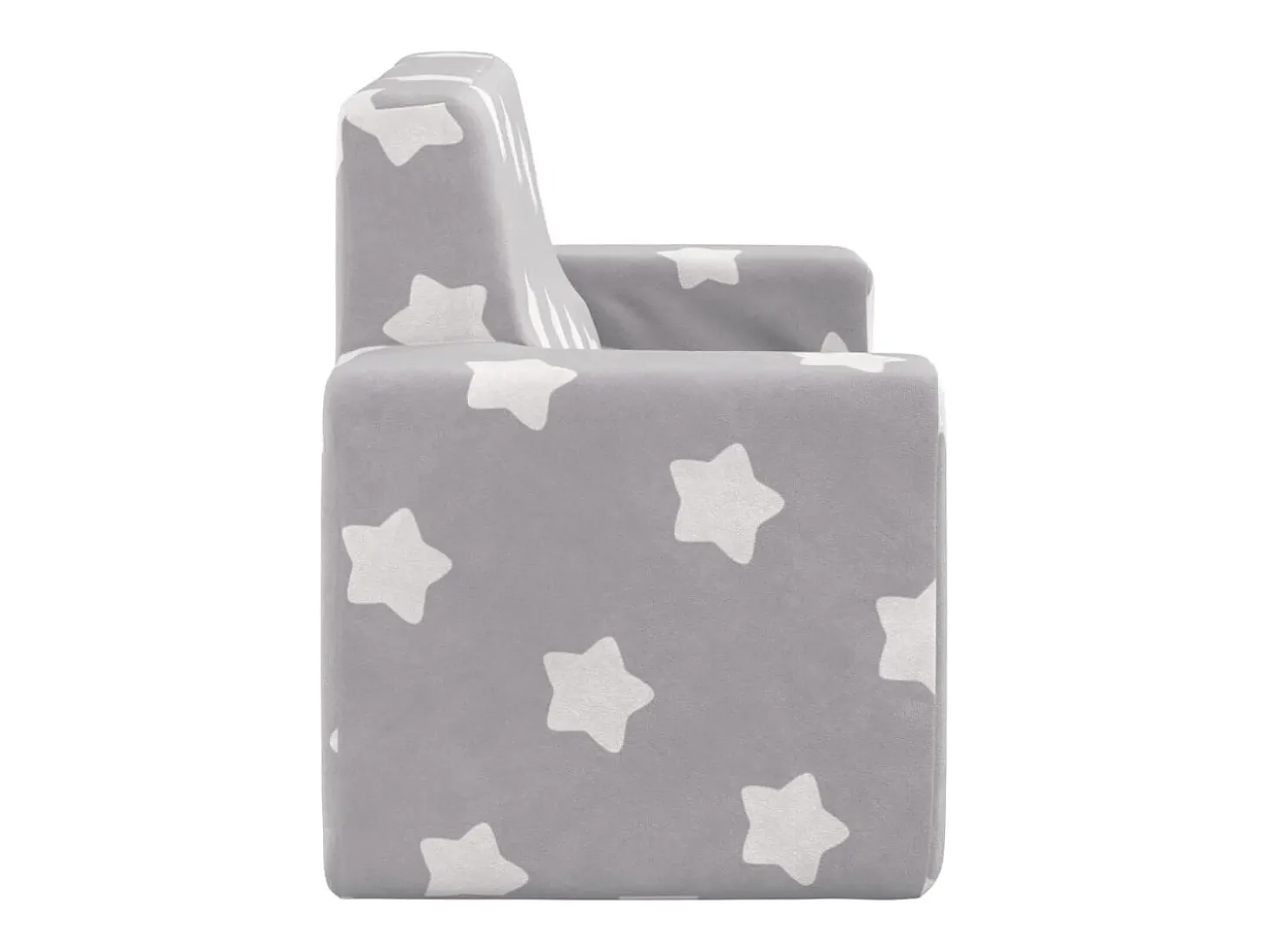 Sofá infantil de 2 lugares c/ estrelas pelúcia cinzento-claro