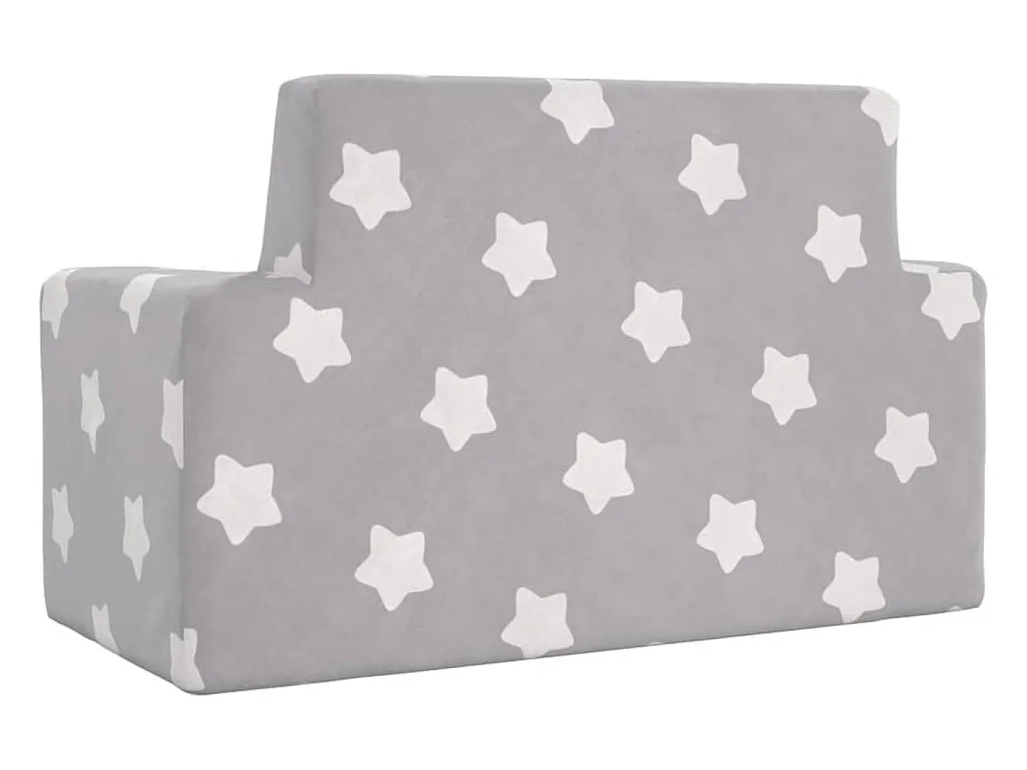 Sofá infantil de 2 lugares c/ estrelas pelúcia cinzento-claro