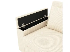 Sofá moderno 4 lugares - con apoio de braço central dobrável - con portas de carregamento USB/USB-C - Veludo canelado - bege