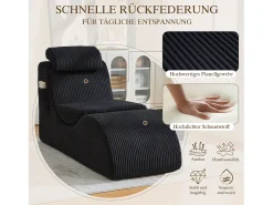 Sofá moderno com design único e ergonômico - 160 x 66 x 90 cm - com almofada de assento removível - veludo - preto
