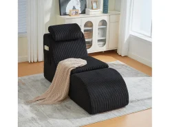 Sofá moderno com design único e ergonômico - 160 x 66 x 90 cm - com almofada de assento removível - veludo - preto