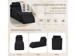 Sofá moderno com design único e ergonômico - 160 x 66 x 90 cm - com almofada de assento removível - veludo - preto