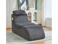 Sofá moderno com design único e ergonômico - 160 x 66 x 90 cm - com almofada de assento removível - veludo - cinza escuro