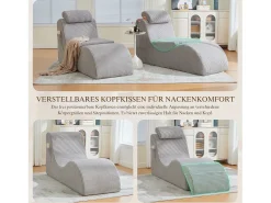 Sofá moderno com design único e ergonômico - 160 x 66 x 90 cm - com almofada de assento removível - veludo - cinza claro